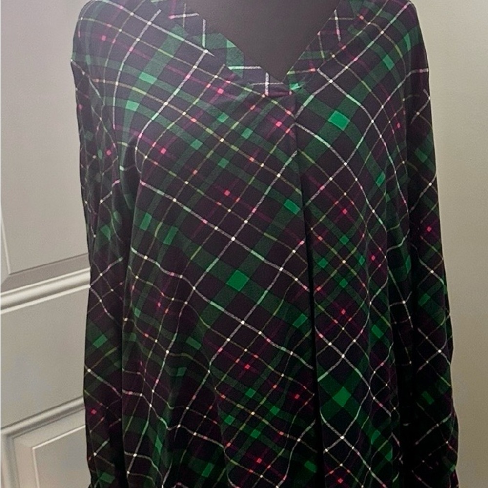 Kim Rogers Green and Black Plaid Tunic